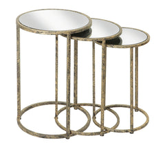 Set of 3 side tables mirror top