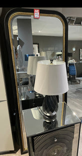 Black framed mirror with gold beads view pay instore last one