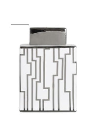 Value Large 24cm White & Silver Ginger Jar Instore purchase only