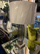 Tishan Kalmar table Lamp. smokey ribbed glass w brass base half price . Unboxed . Collect only