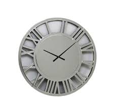 Large Mirror clock round with Roman numerals 80 cm collect only