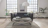 Tephra driftwood and chrome coffee table reduced to clear
