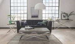 Tephra driftwood and chrome coffee table reduced to clear