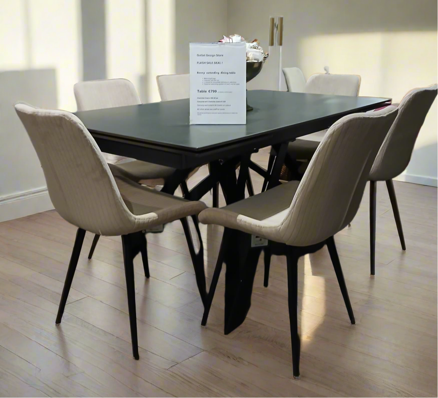 Darrell fabric dining chair in neutral stone colour