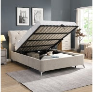 Shelby gas life Ottoman bed in cream taupe colour delivered nationwide