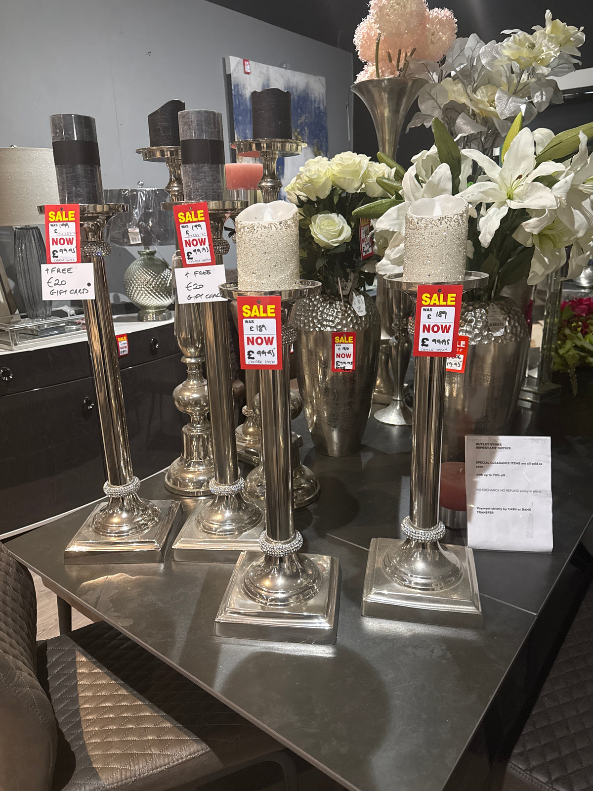 Nickel  X-large stunning candle holder Reduced below cost 1 piece -Free delivery or collect and get a free €20 gift card