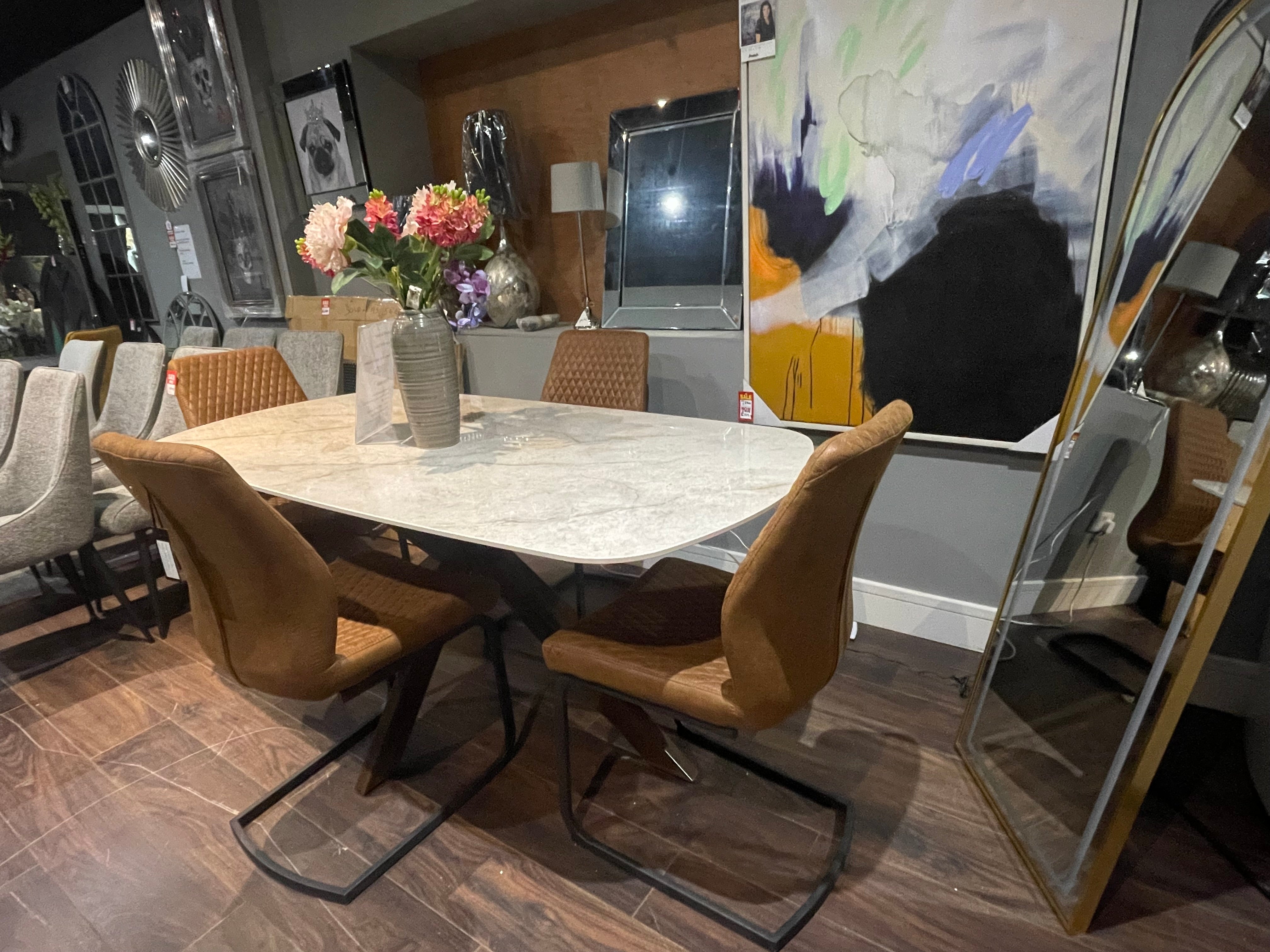 Dublin bay marble look table with spider leg