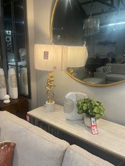 Mindy Gold  and marble tall table lamp with white shade  half price Sale Special