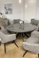 Laurence dining  107 cm table in grey oak with protective glass top reduced in outlet store