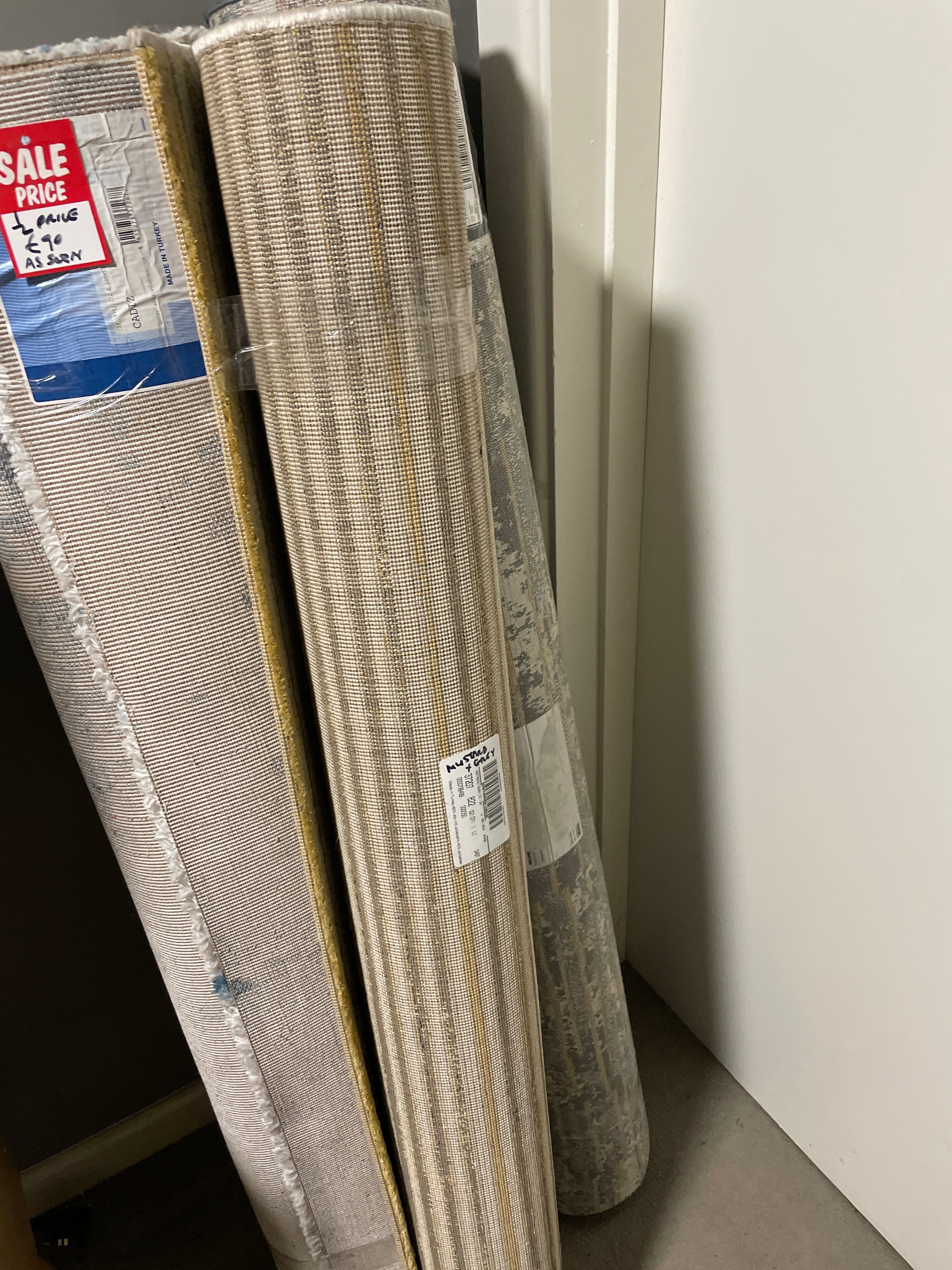 Rug in mustard and grey reduced to clear . Instore purchase