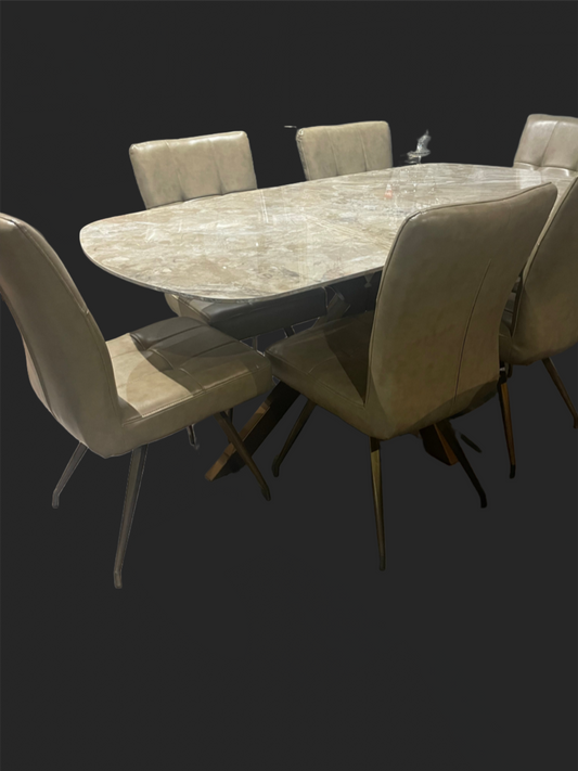 6 kavanagh dining chairs PU plus brass style legs