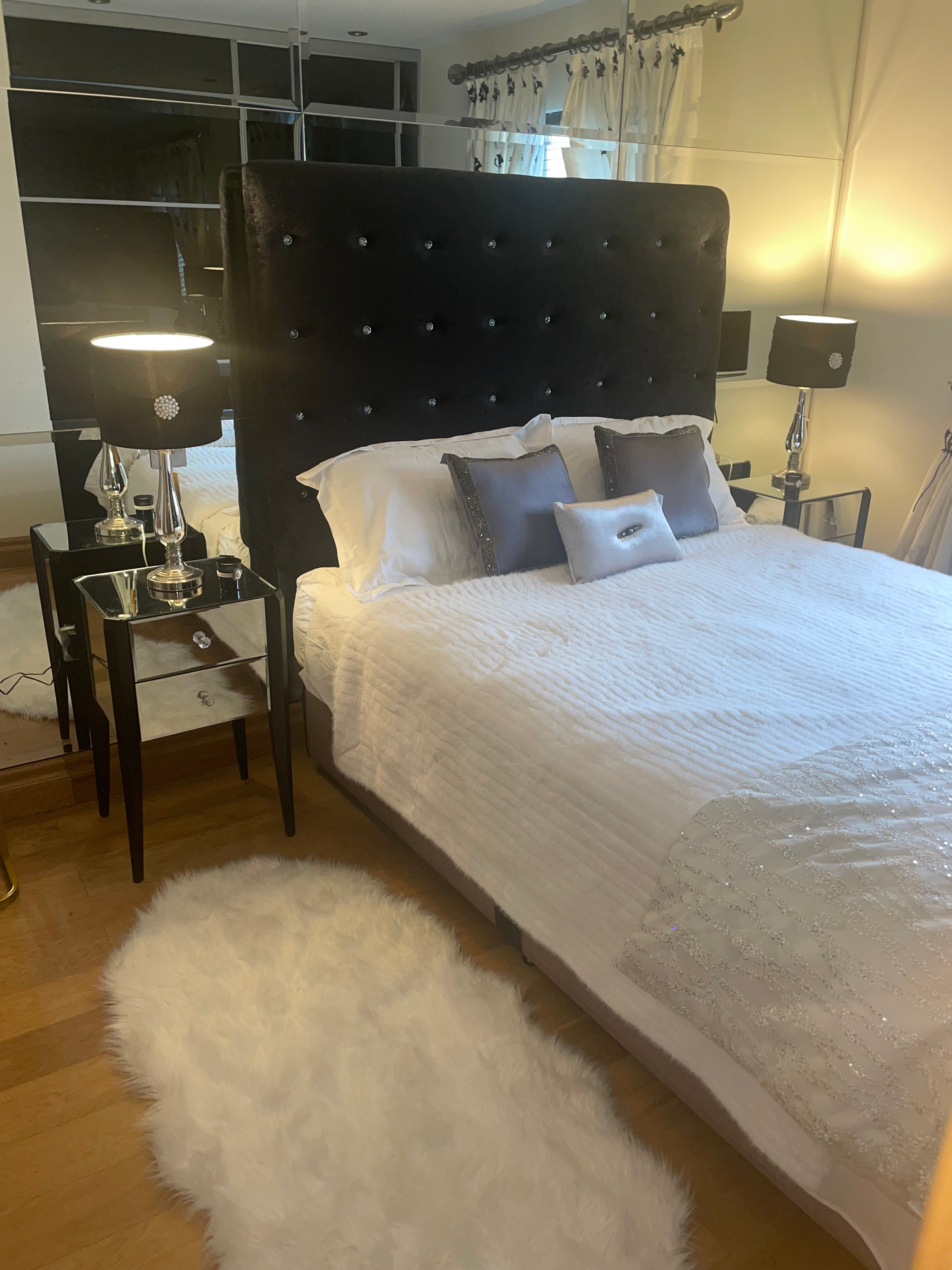 Bedroom  including king size bed and cabinets plus lamps private collection for sale