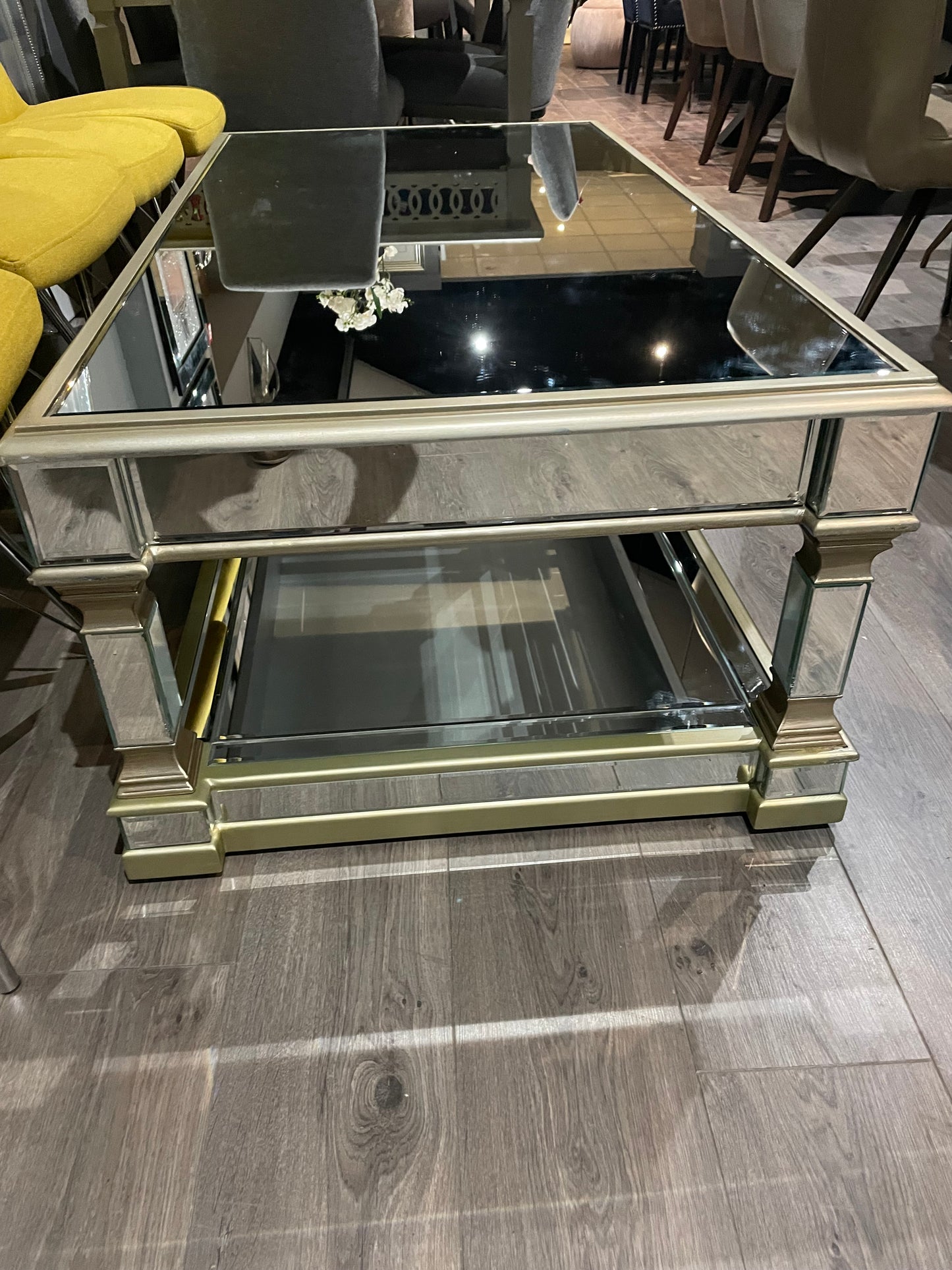 Apollo large  champagne  and glass coffee table ex display almost half price   Buy instore