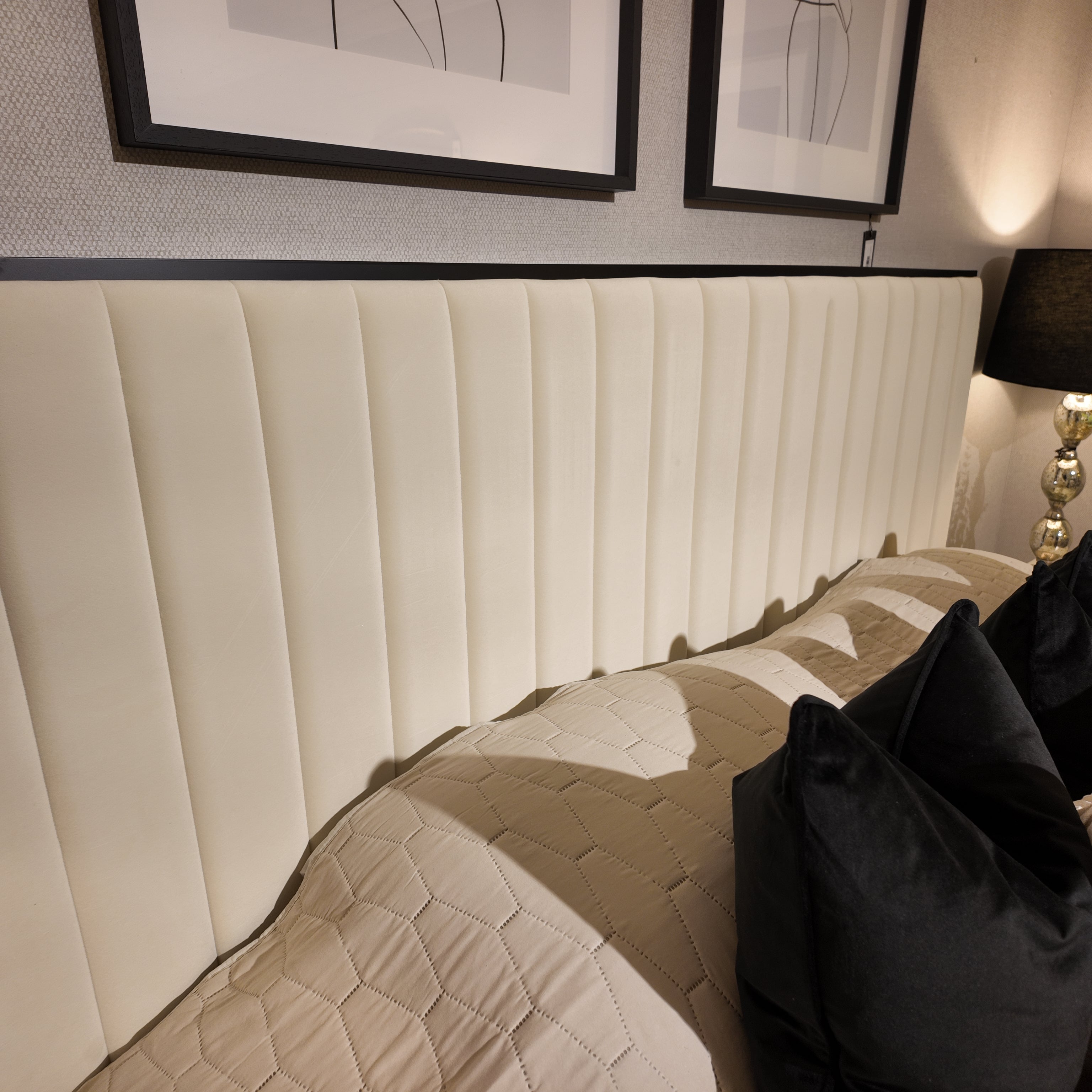 Chelsea Belle designer bed in cream with black trim