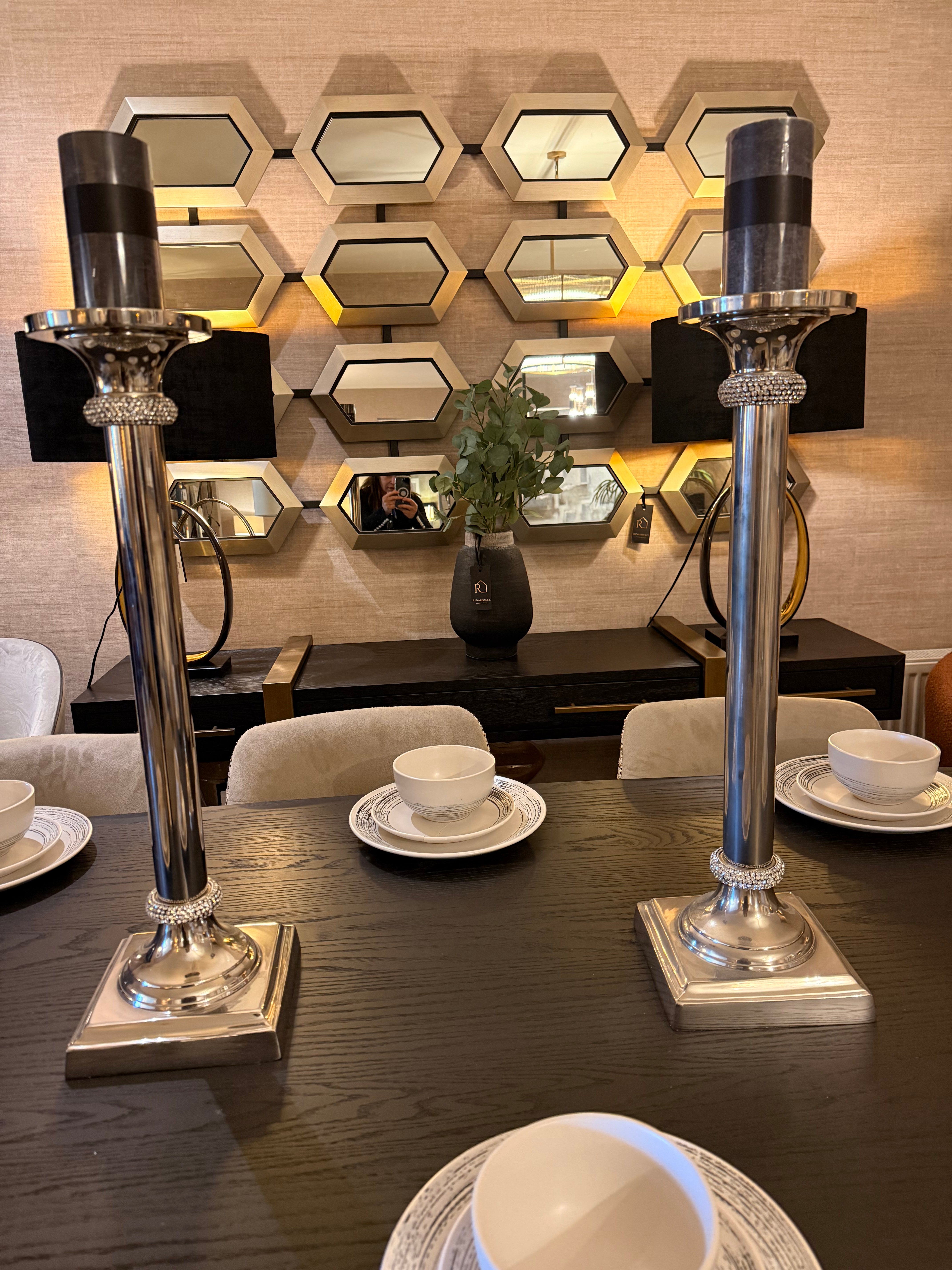 Nickel  X-large stunning candle holder Reduced below cost 1 piece -Free delivery or collect and get a free €20 gift card