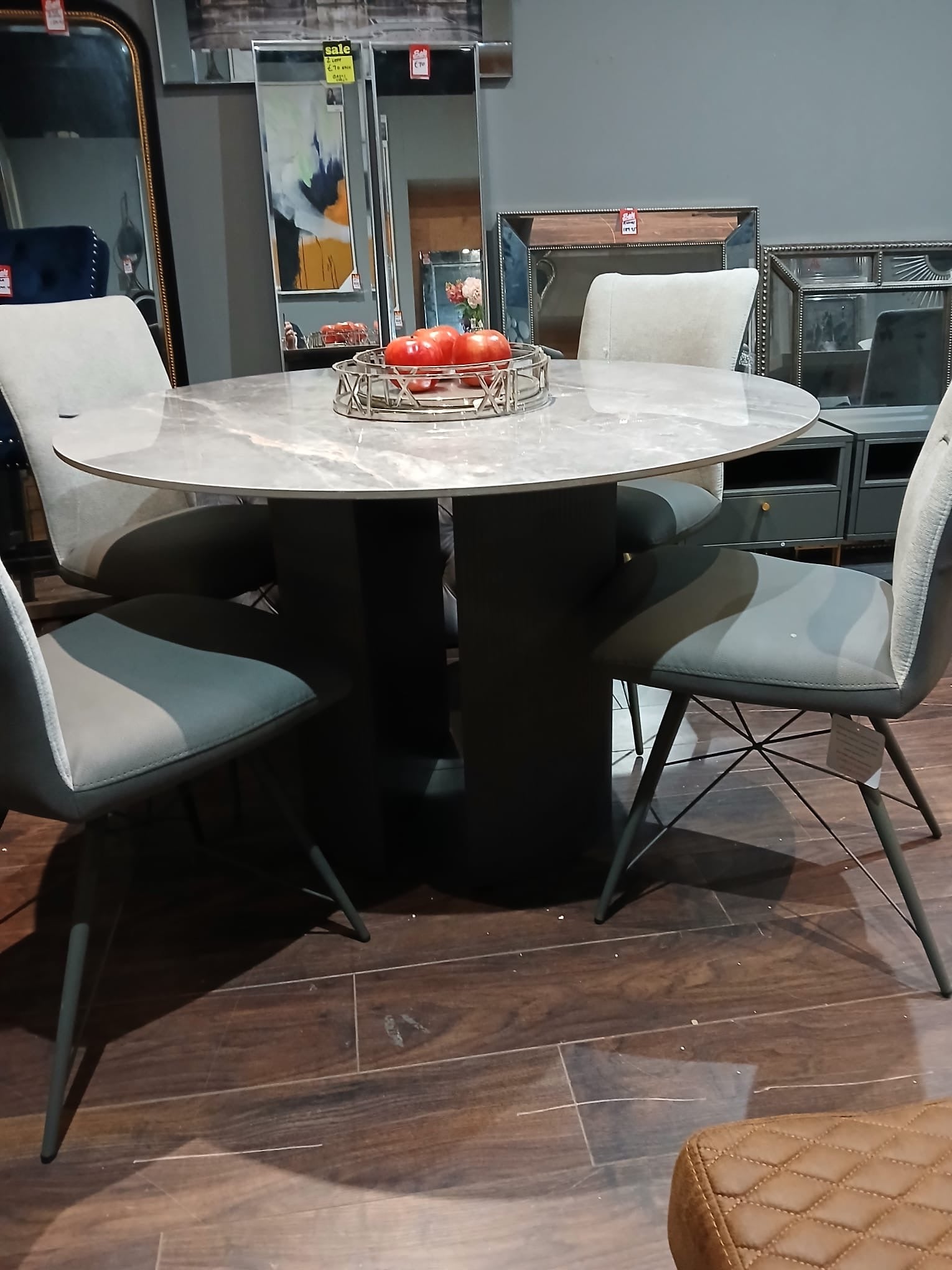 AMALFI  Fabric & PU  dining chair with dark metal legs Special value Instore