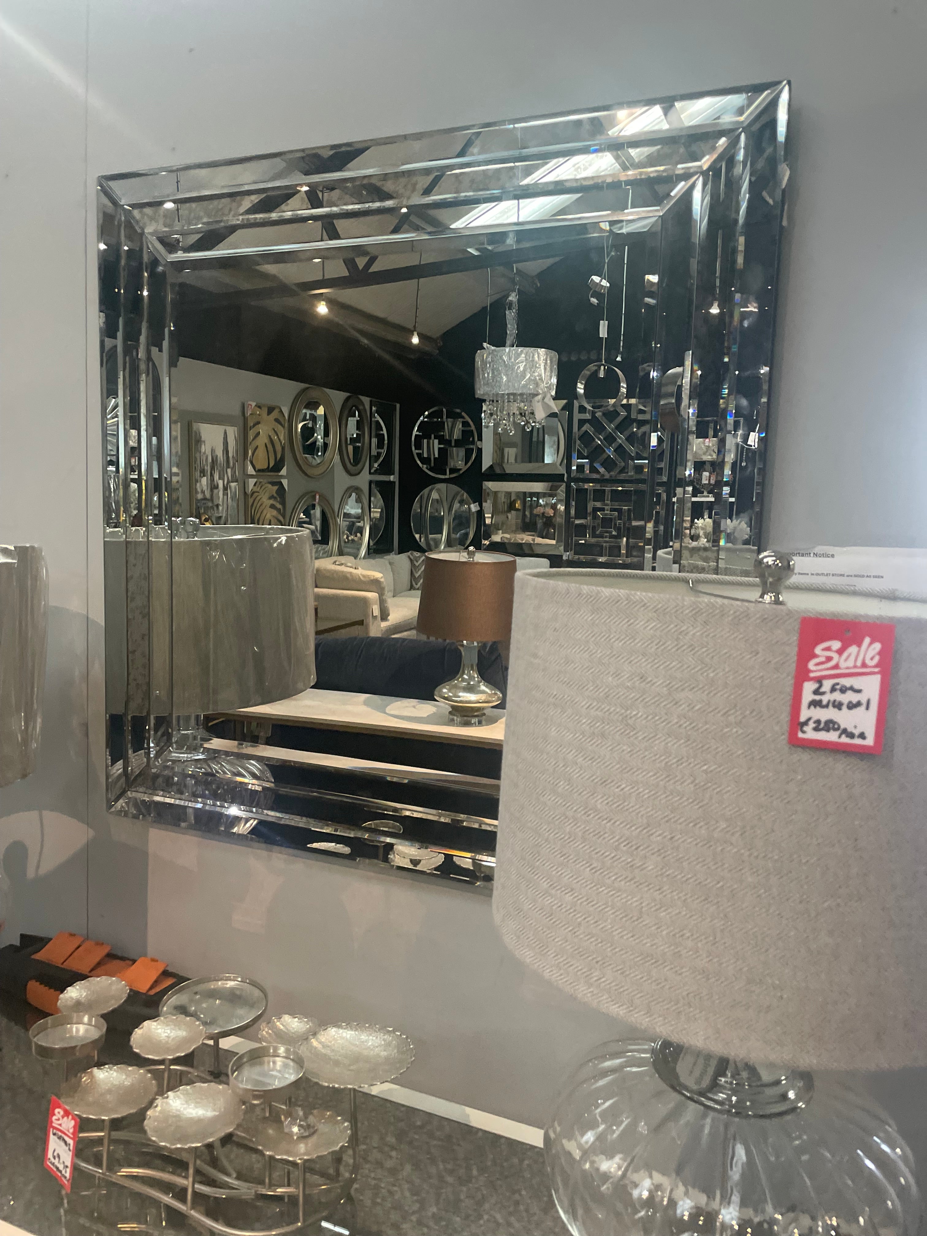 Mirrors on Disposal Sale Offer in our outlet store . Purchase Instore only. Check out our images here