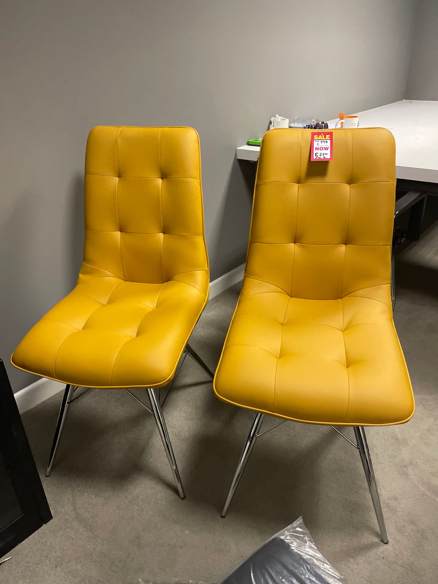 Tampa set of  4 contemporary ochre dining chairs  for collection