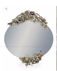 Oval large antiqued mirror with double butterfly  detail collect only or arrange delivery