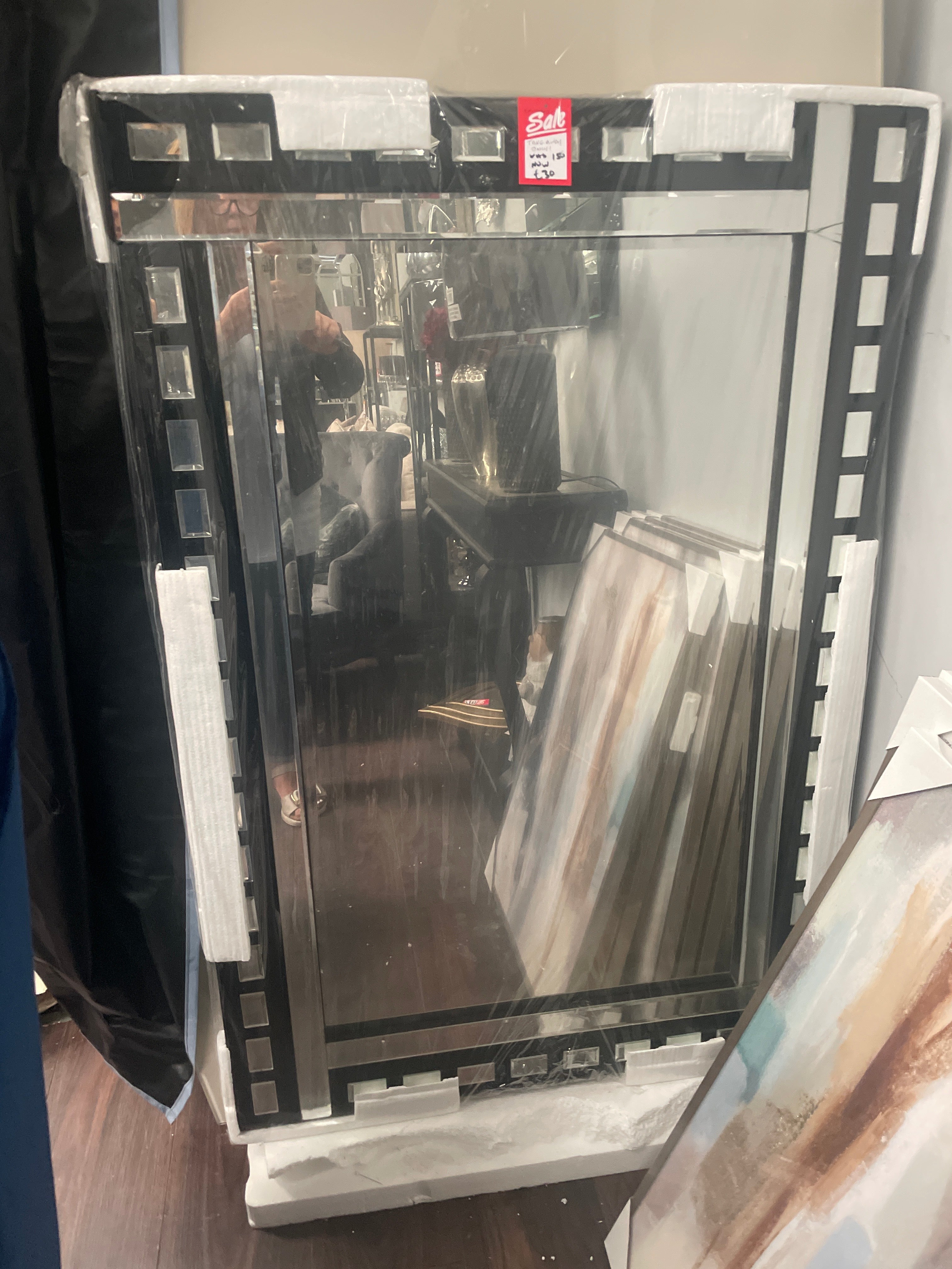 Large 140 cm mirror in disposal sale sold as seen . Still wrapped. Collect only