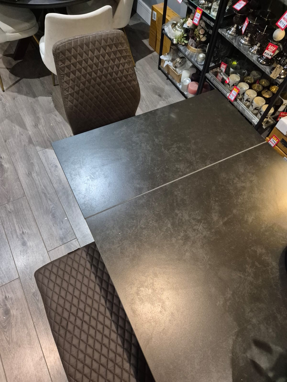 Bardot black extending  8 seater dining table up to 30% off offer last one   left