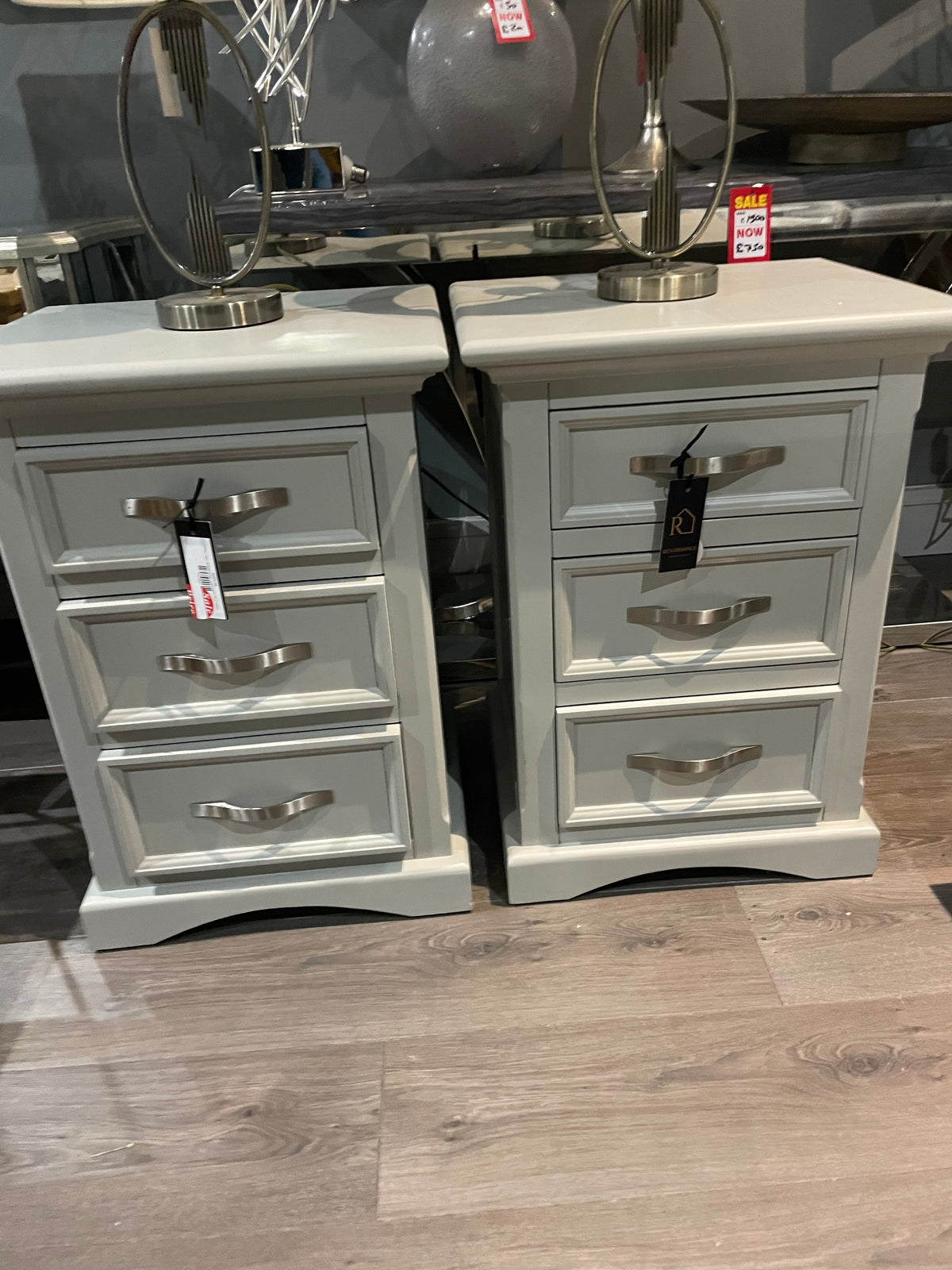 Tundra 3 drawer bedside cabinet in clay grey colour priced each