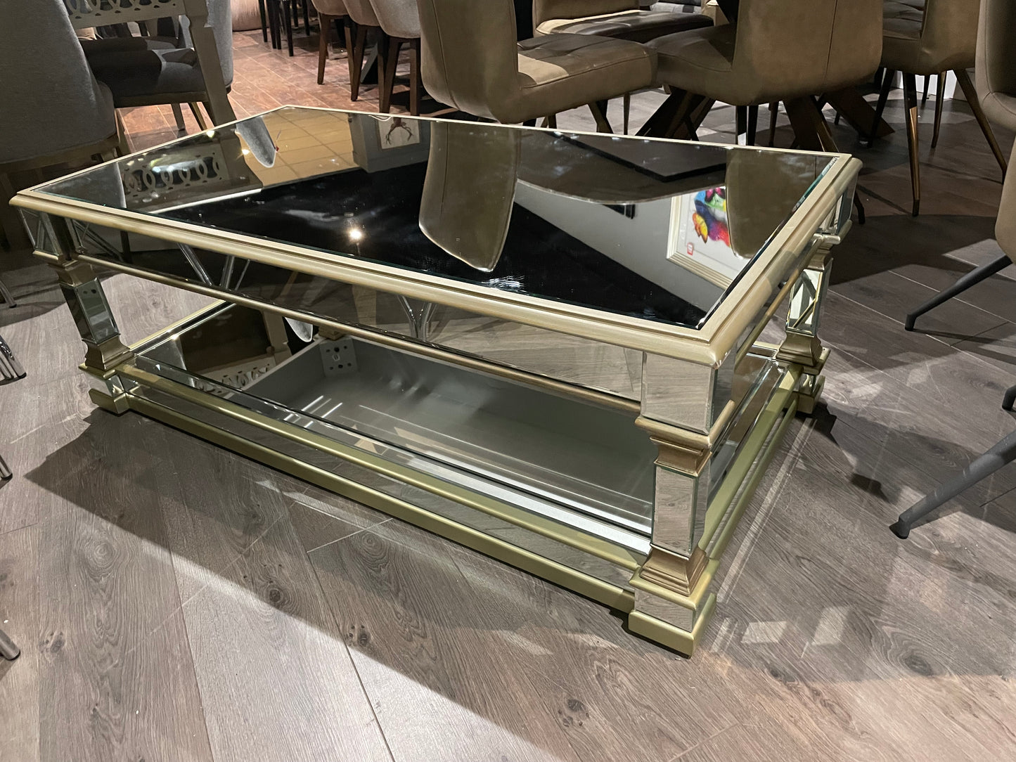Apollo large  champagne  and glass coffee table ex display almost half price   Buy instore only