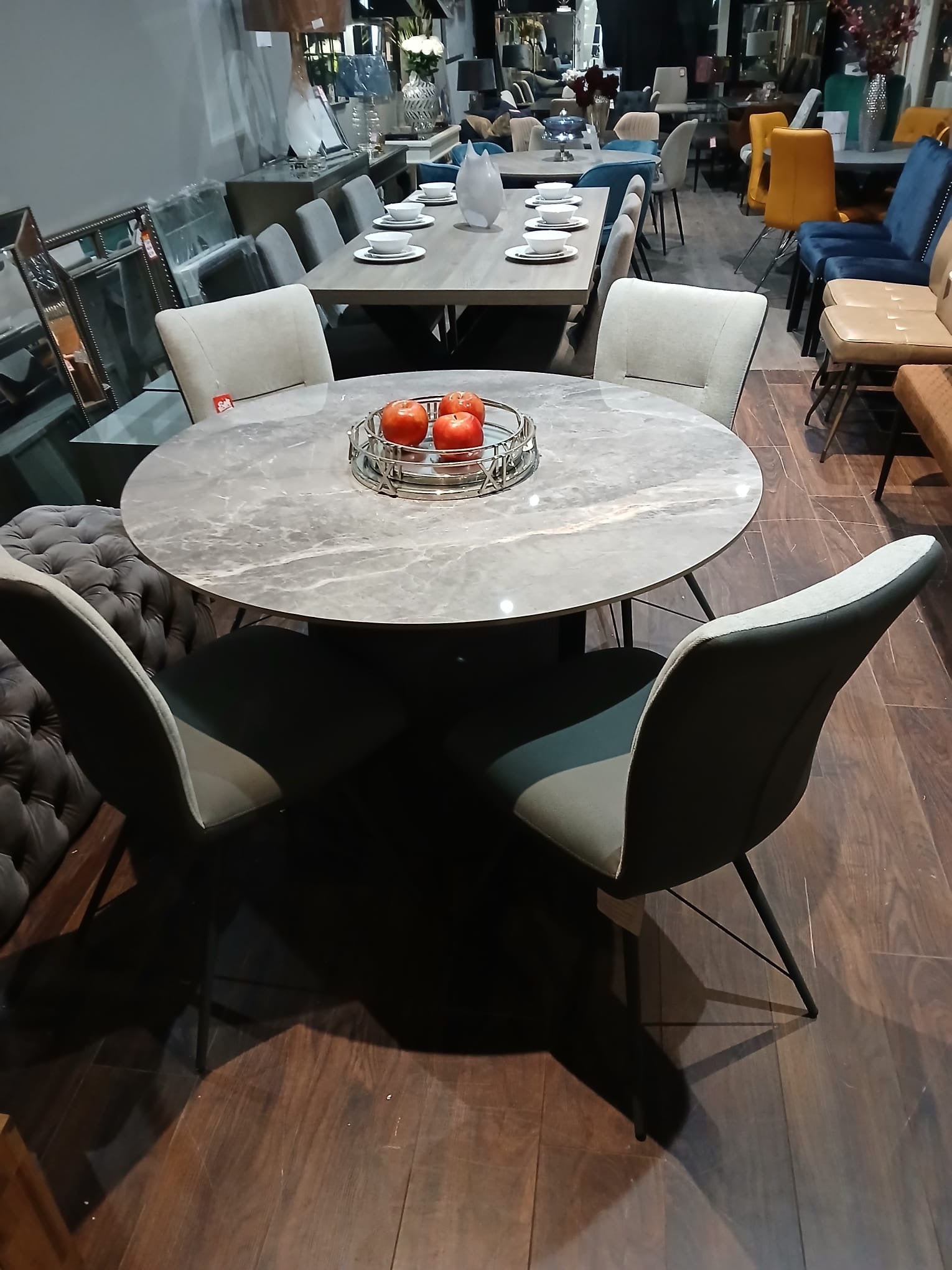 AMALFI  Fabric & PU  dining chair with dark metal legs Special value Instore