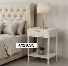 Parker  1 Drawer bedside table in beige NETT limited stock