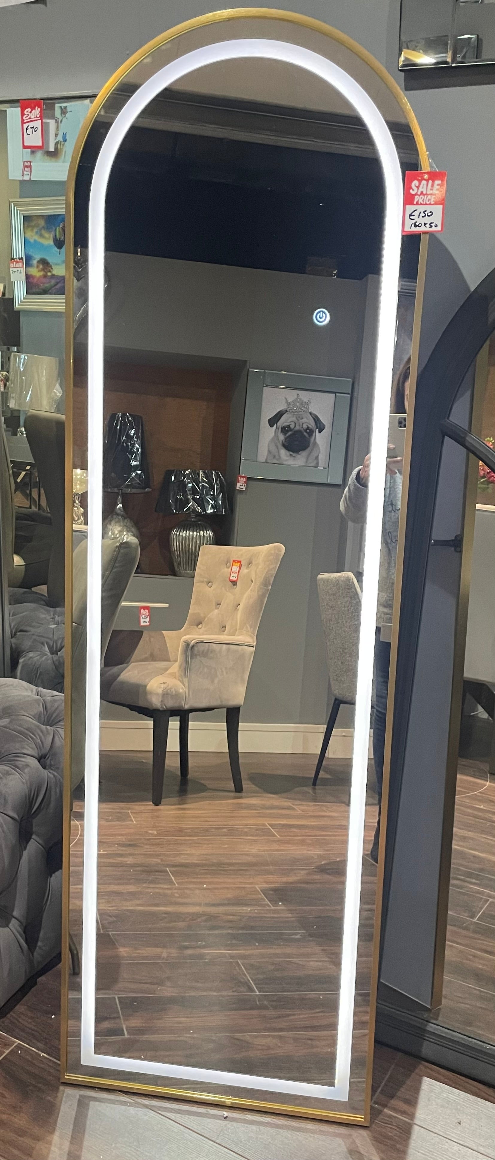 Hugh Large 160 cm  LED leaner mirror nett Instore purchase only