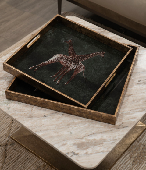 Giraffe Decorative Set of 2 Nesting Trays