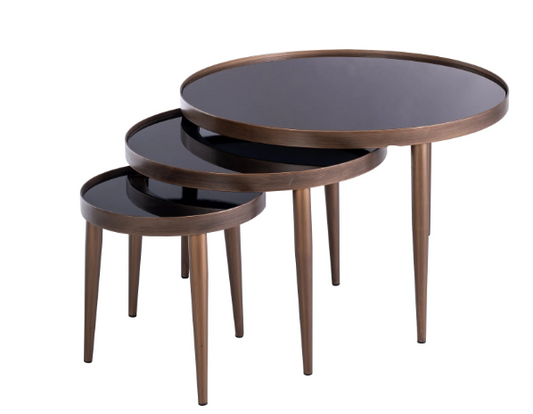 Venice  Coffee Table set of 3 in antique brass reduced