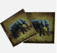 Elephant Decorative Set of 2 Nesting Trays