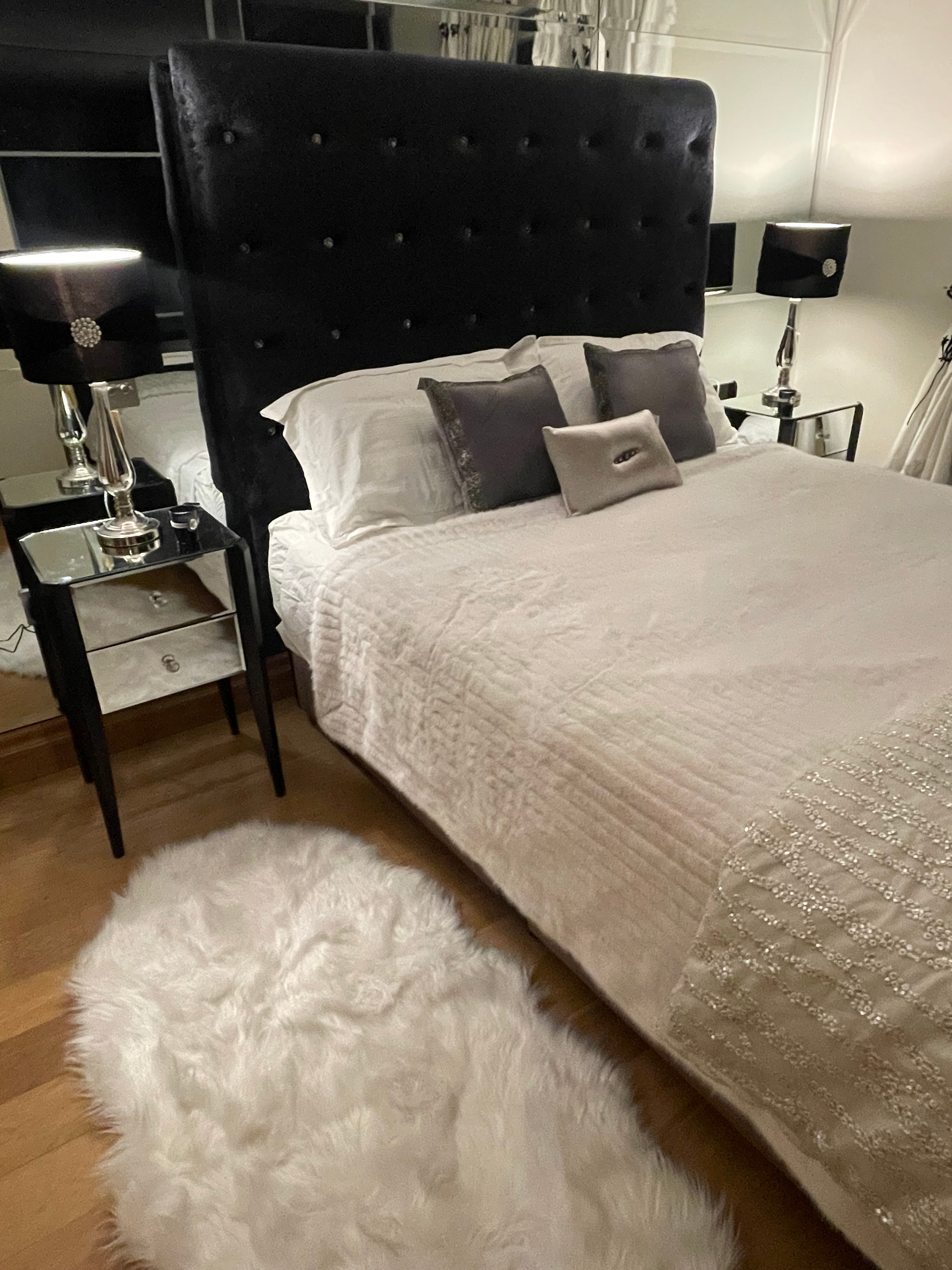 Bedroom  including king size bed and cabinets plus lamps private collection for sale