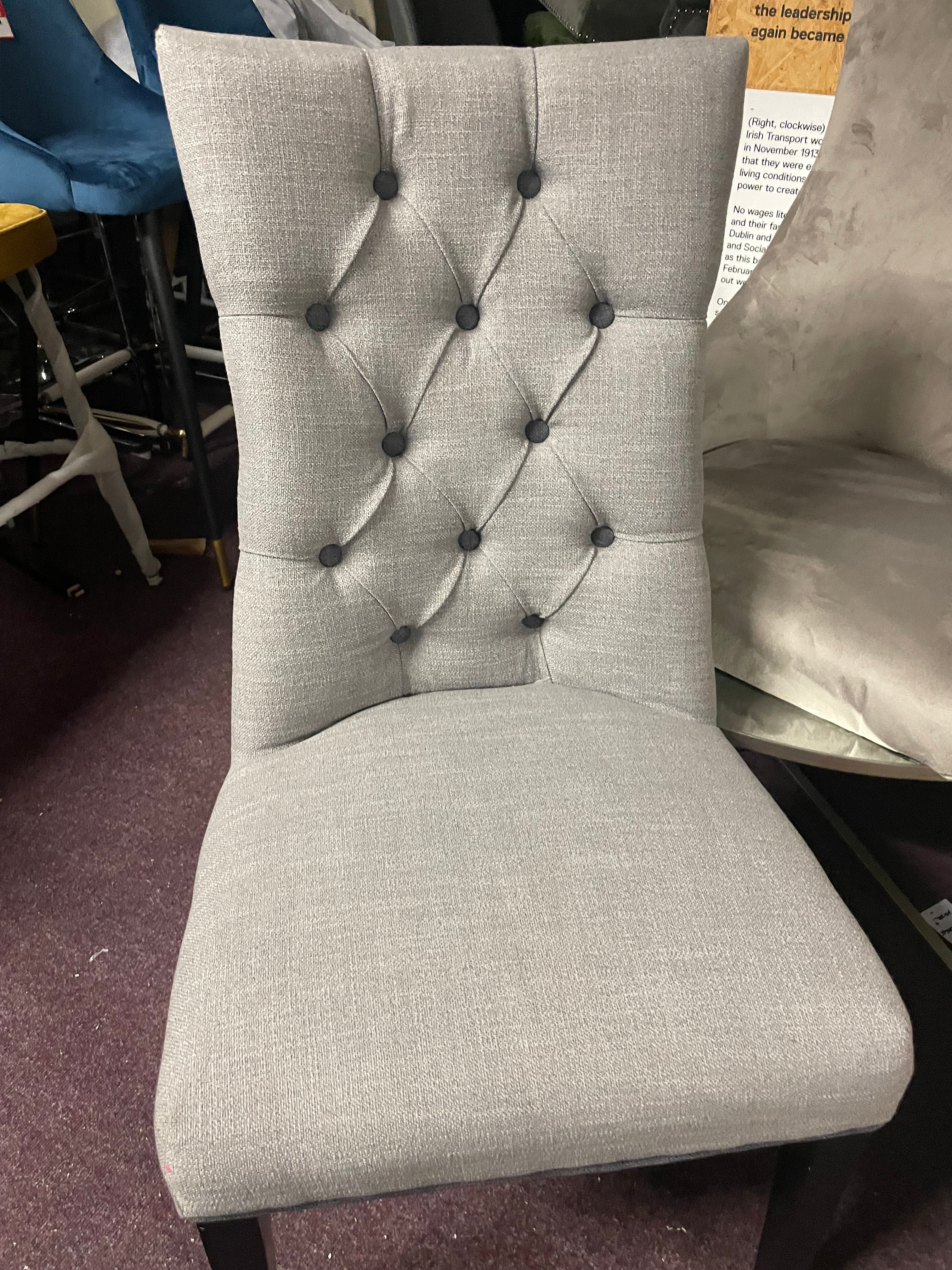 Monty Velvet occasional / bedroom chair deep button back Grey Instore only