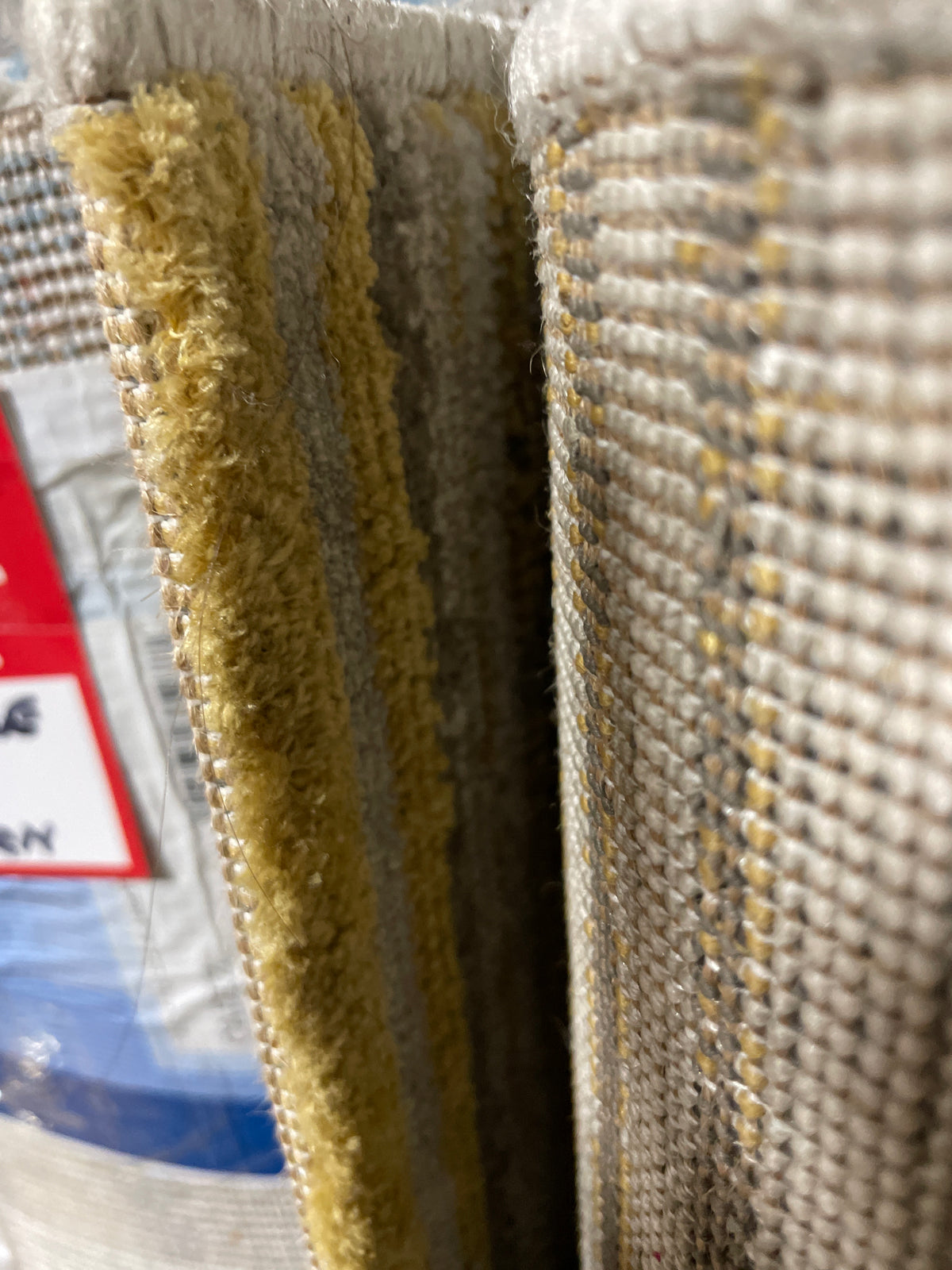 Rug in mustard and grey reduced to clear . Instore purchase