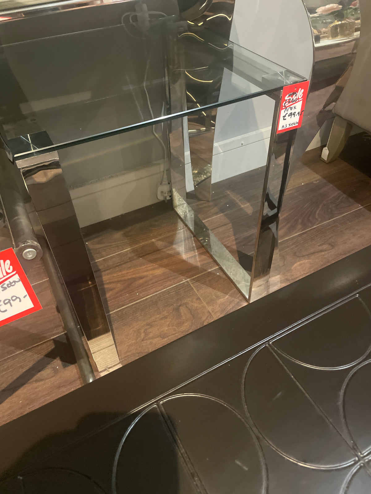 Apex simple side table chrome and glass sold as seen