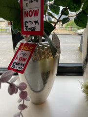 Petra Metal silver large vase with dimple top half price clearance Click. N collect.