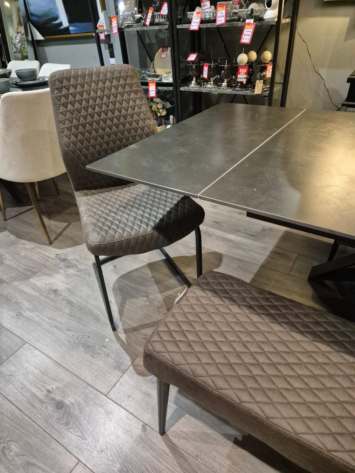 Bardot black extending  8 seater dining table up to 30% off offer last one   left