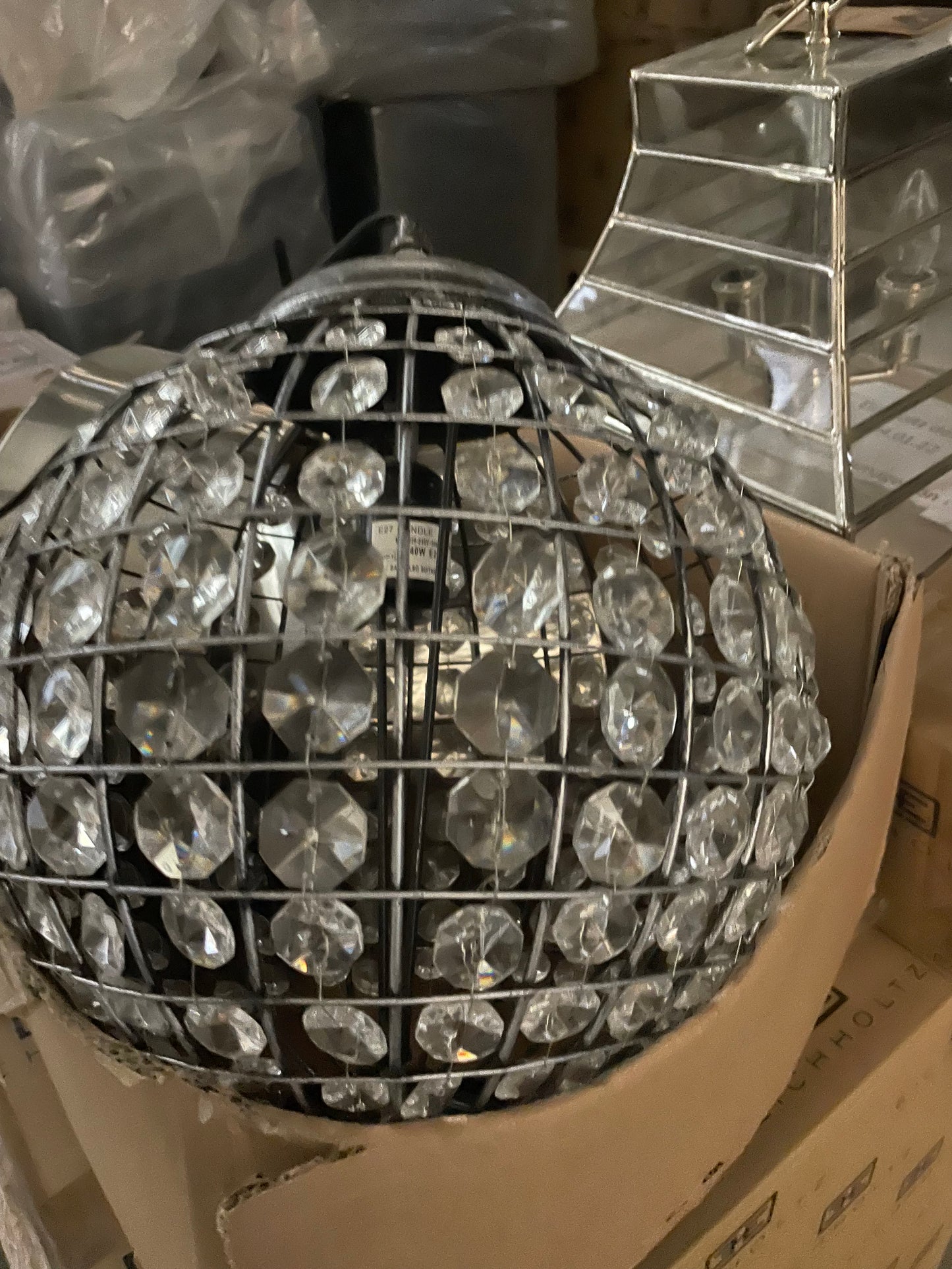 Hanging Ball Lamp with Crystals Cheyenne Size 3 instore purchase