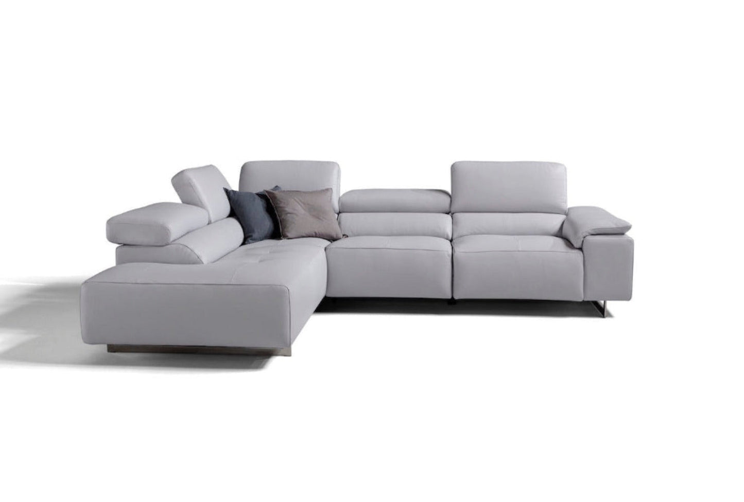 Blossom   Italian top Grade grey leather chaise sofa further reduced