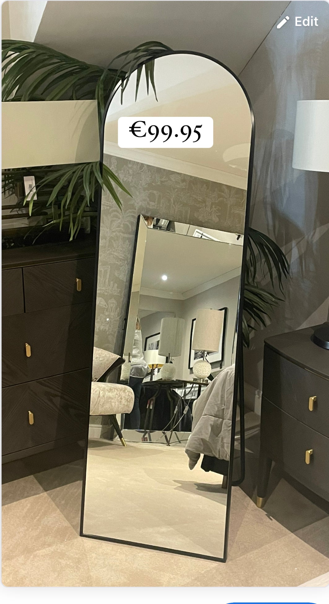 Large karl Dressing Mirror on stand in gold or black special purchase for collection only