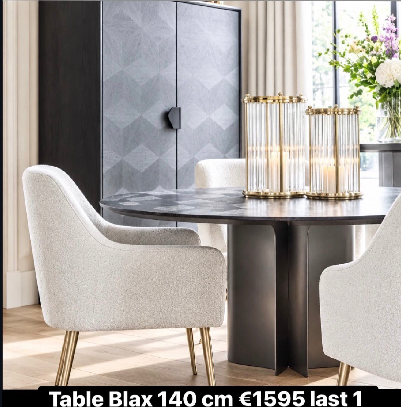 Blax large 140 cm  black  round dining table REDUCED CLEARANCE LAST 1