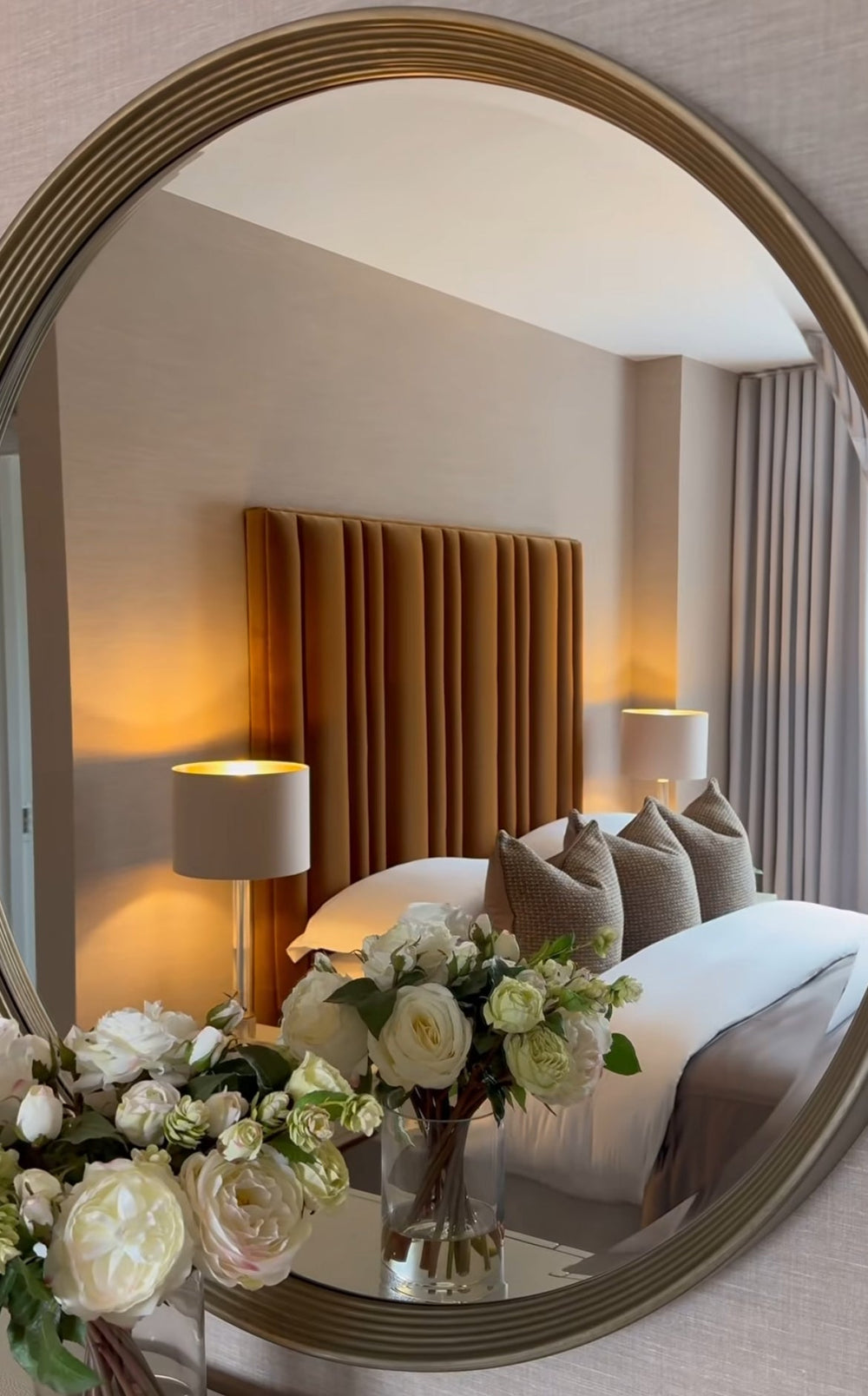 Foyle Gold Rim contemporary Mirror by RV ASTLEY 106 cm in Champagne gold-Renaissance Design Studio