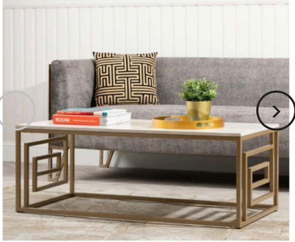Dillon sofa table in gold and cream for collection in box format
