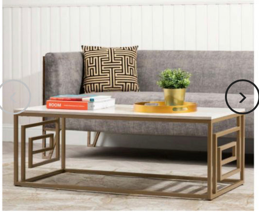 Dillon Coffee table in gold and cream for collection in boxed KD format