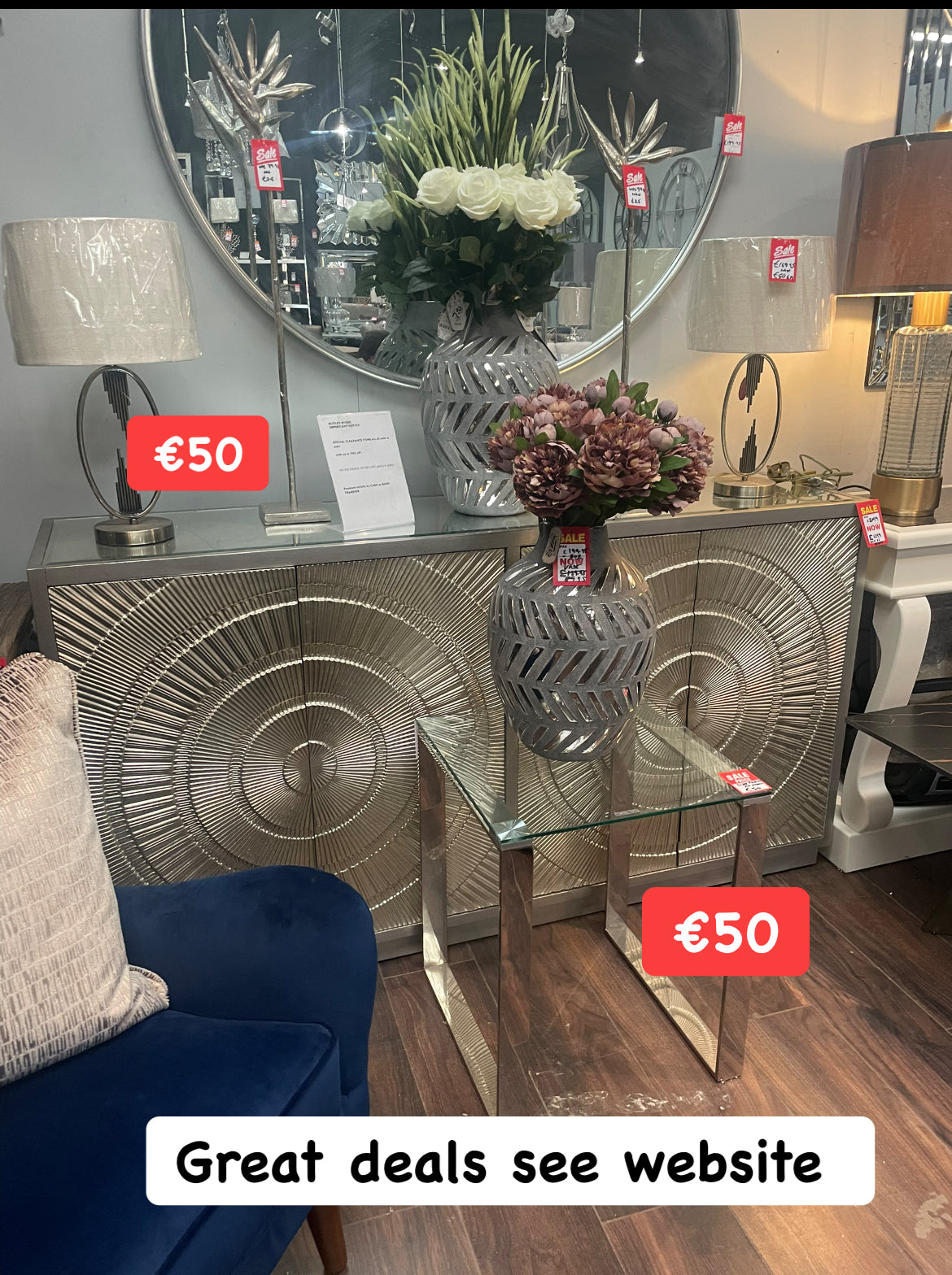 Side table chrome Cimc model ex display