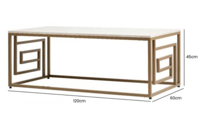 Dillon Coffee table in gold and cream for collection in boxed KD format