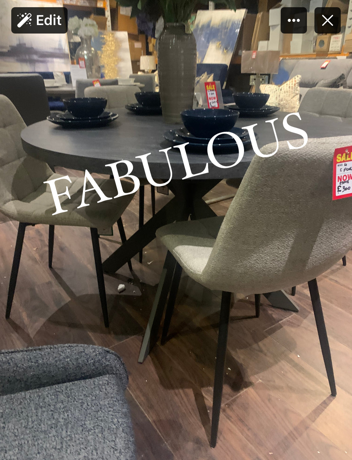 4 newman chairs  grey  half price view and pay instore