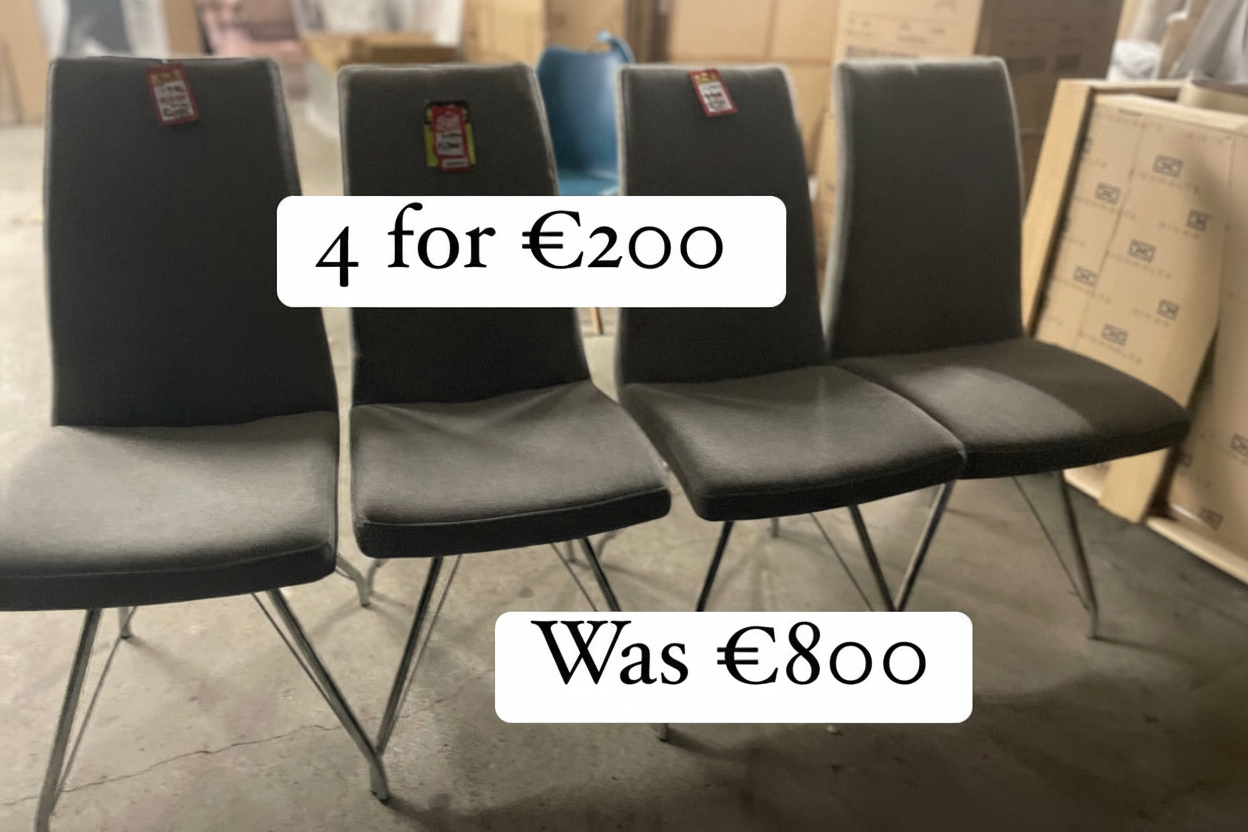 Newman fabric dining chairs chrome and fabric  set of 4 Instore pay & purchase only